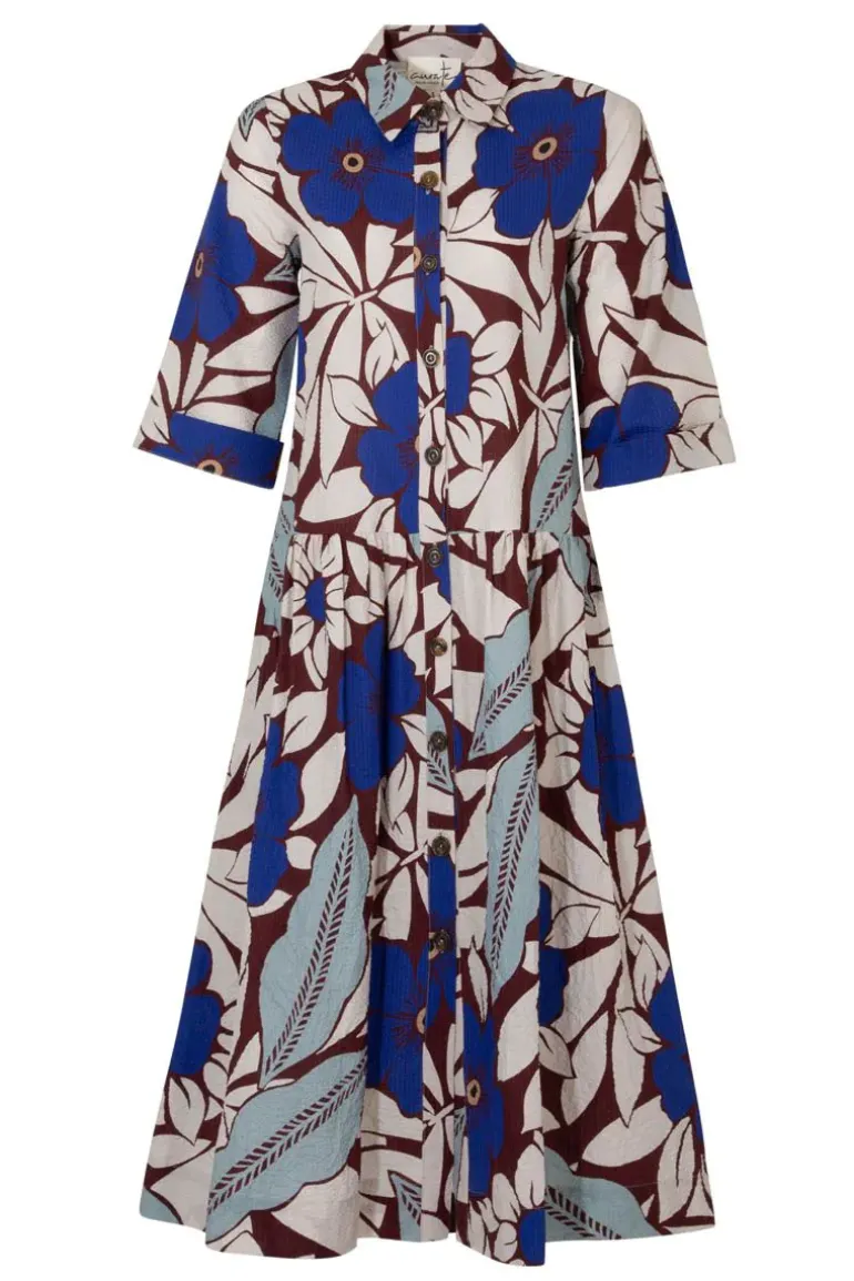 Curate Blue My Mind Shirty Summer Dress In Floral