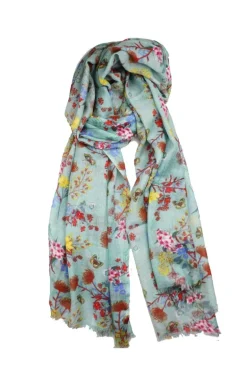 Designer Blue Floral Scarf By Namaskar