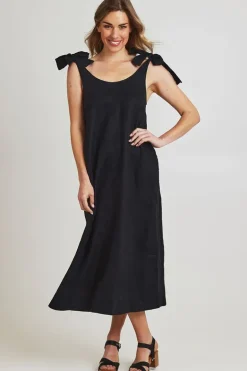 Foil Bali Tie Dress In Black