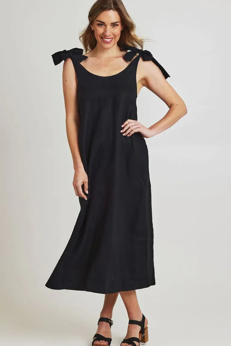 Foil Bali Tie Dress In Black