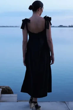 Foil Bali Tie Dress In Black