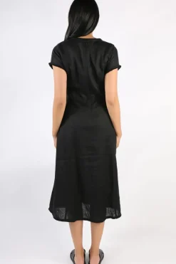 Foil Fringe Event Dress In Black