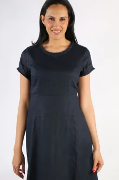 Foil Fringe Event Dress In Navy