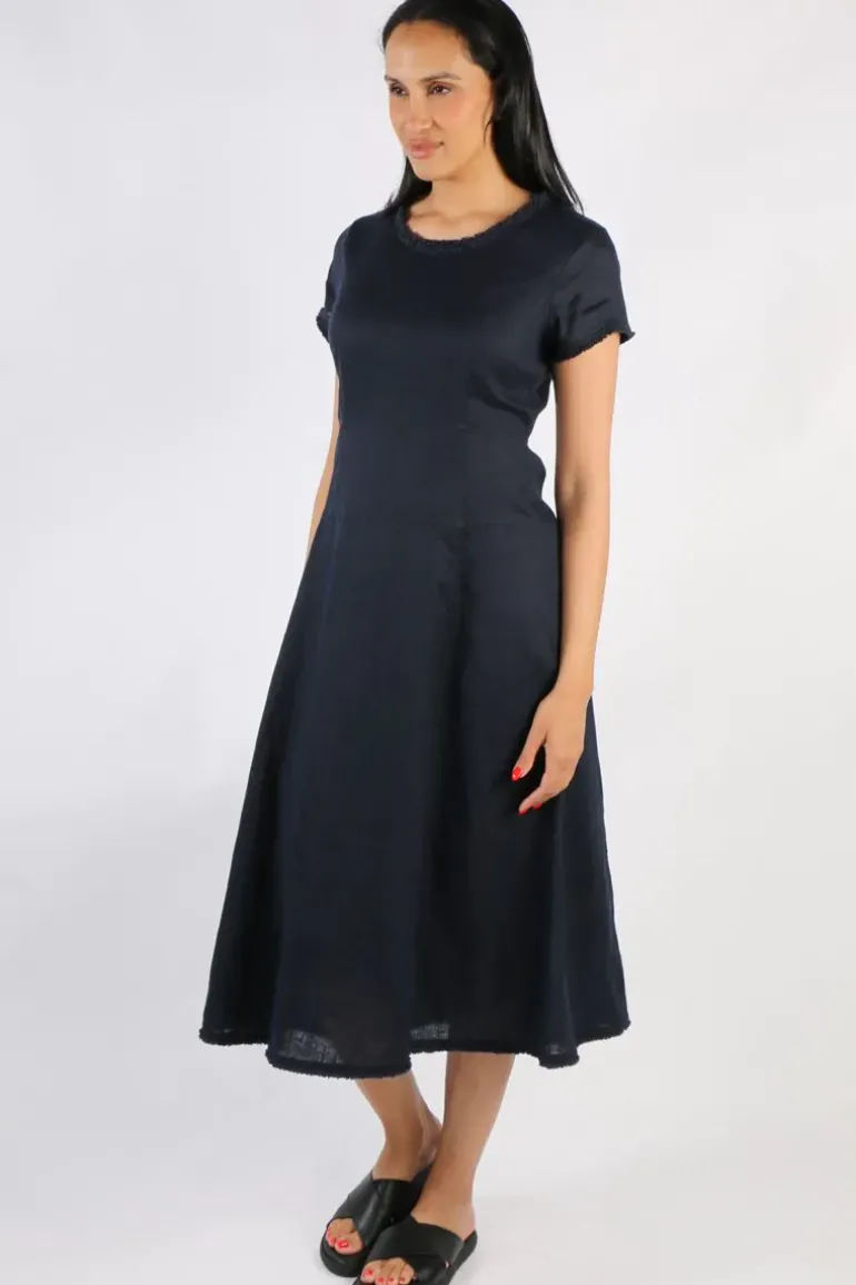 Foil Fringe Event Dress In Navy