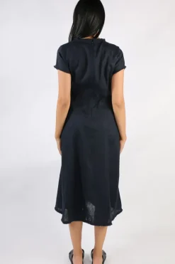 Foil Fringe Event Dress In Navy