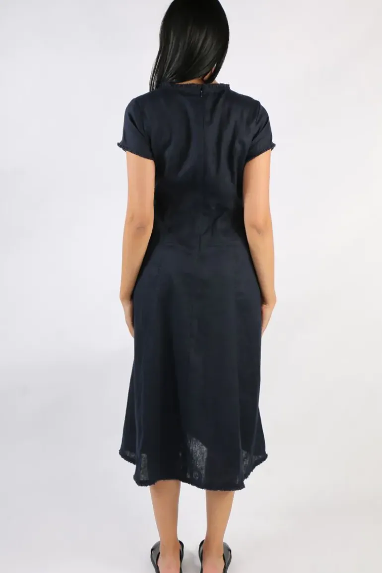Foil Fringe Event Dress In Navy
