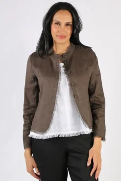 Foil Fringe Festival Jacket In Khaki