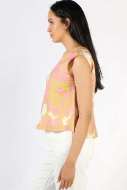 Foil Its Only Natural Full Bloom Print Top In Pink