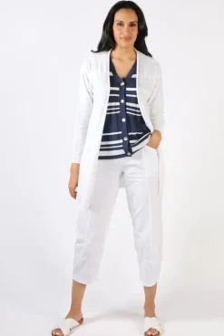 Foil Longline Cardigan In White