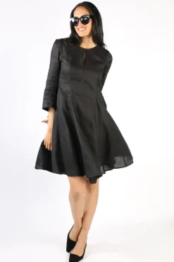 Foil My Flare Lady Dress In Black