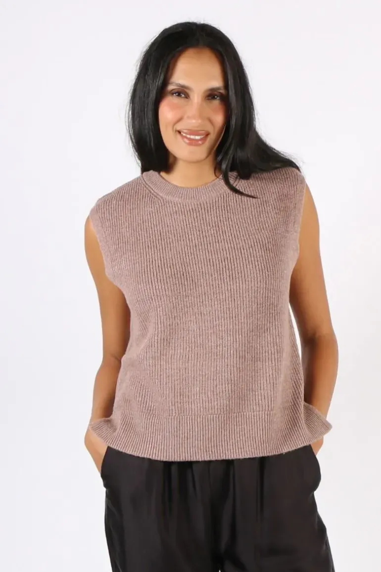 Foil Pop Quiz Vest In Biscuit