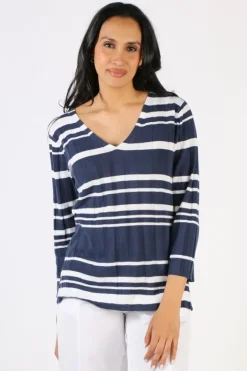 Foil Rib A Little Jumper In Coastal Stripe