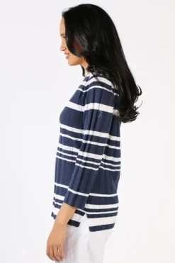 Foil Rib A Little Jumper In Coastal Stripe