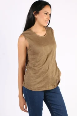 Foil Seams Great Top In Taupe