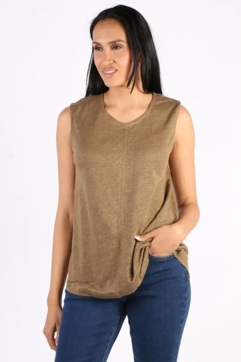 Foil Seams Great Top In Taupe