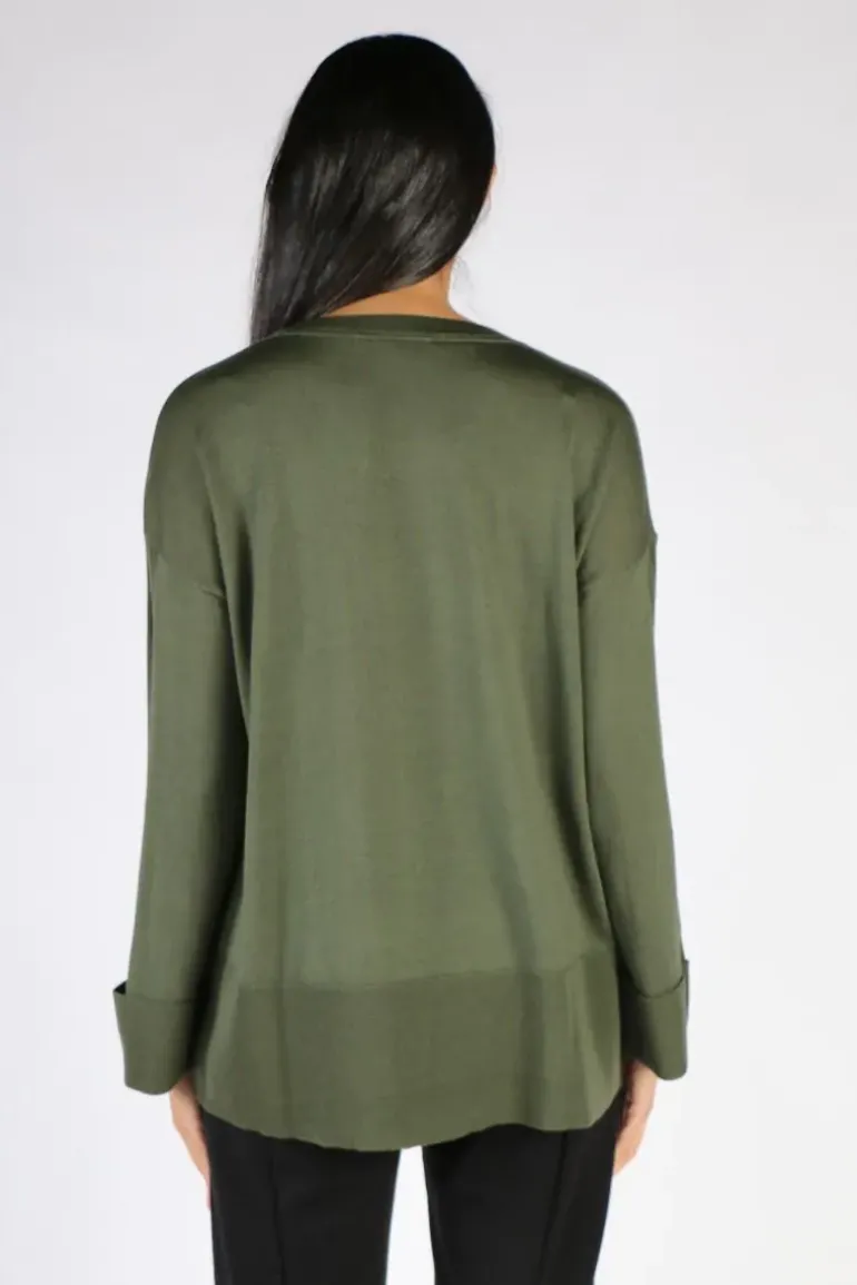 Foil Sleeve It With Me Jumper In Khaki
