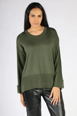 Foil Sleeve It With Me Jumper In Khaki
