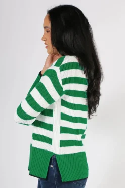 Foil Slide Show Sweater In Jade And Rice