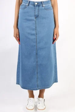 Foil Stevie Maxi Skirt In Denim