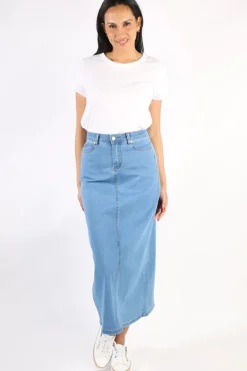Foil Stevie Maxi Skirt In Denim