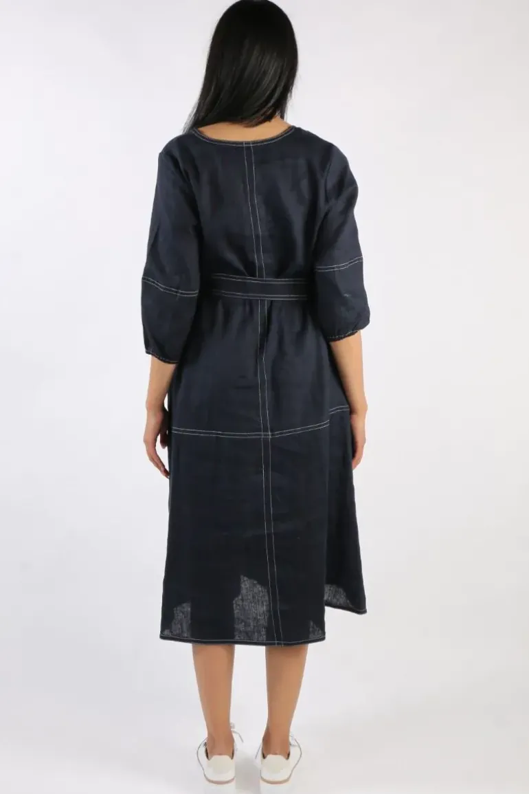 Foil Stitch & Shout Dress In Navy