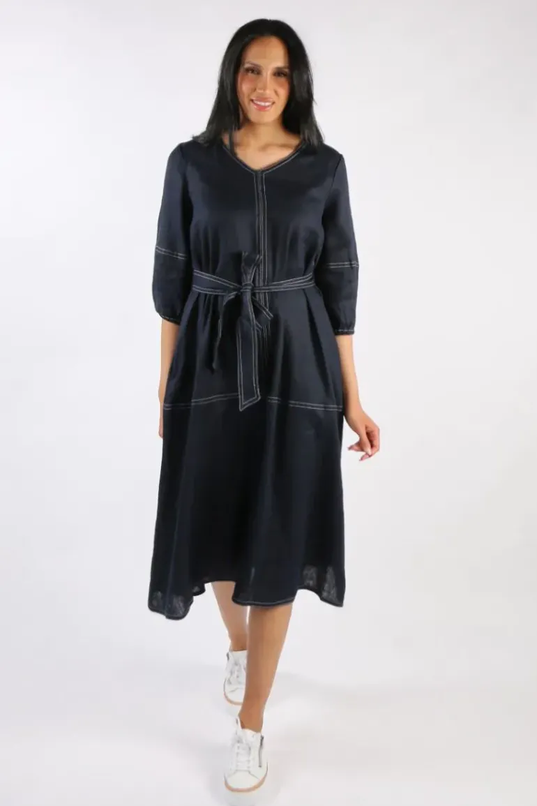 Foil Stitch & Shout Dress In Navy