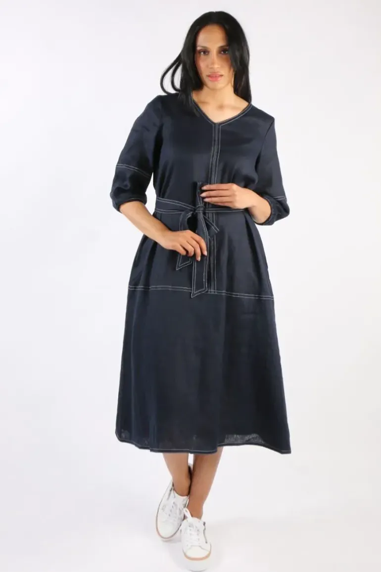 Foil Stitch & Shout Dress In Navy