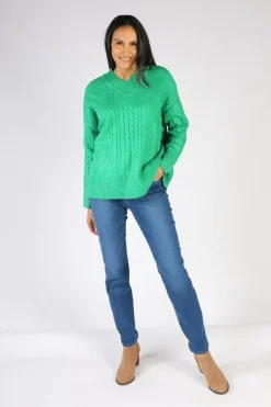 Foil Very Cableble Sweater In Green