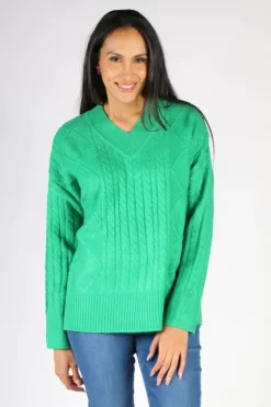 Foil Very Cableble Sweater In Green