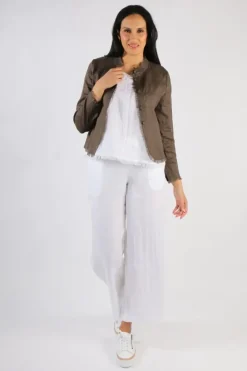 Foil Wide Leg Variety Pant In White