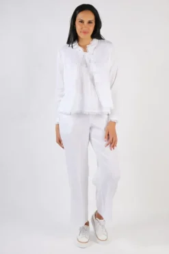 Foil Wide Leg Variety Pant In White
