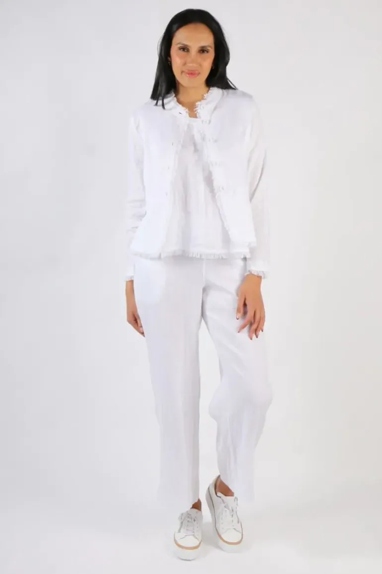Foil Wide Leg Variety Pant In White