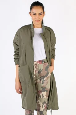 Funky Staff Funky Club Duster Coat In Olive