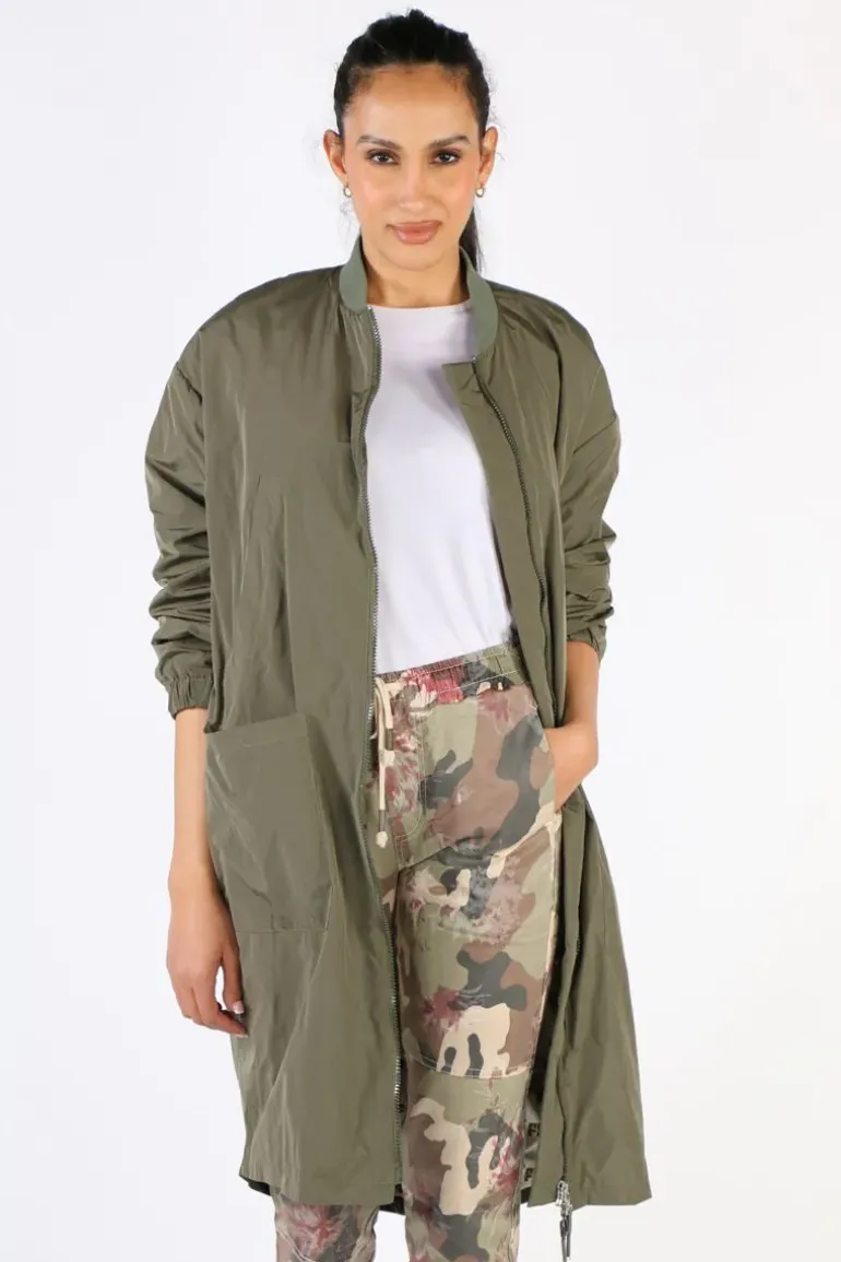 Funky Staff Funky Club Duster Coat In Olive