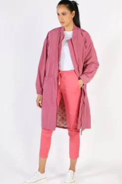 Funky Staff Funky Club Duster Coat In Berry