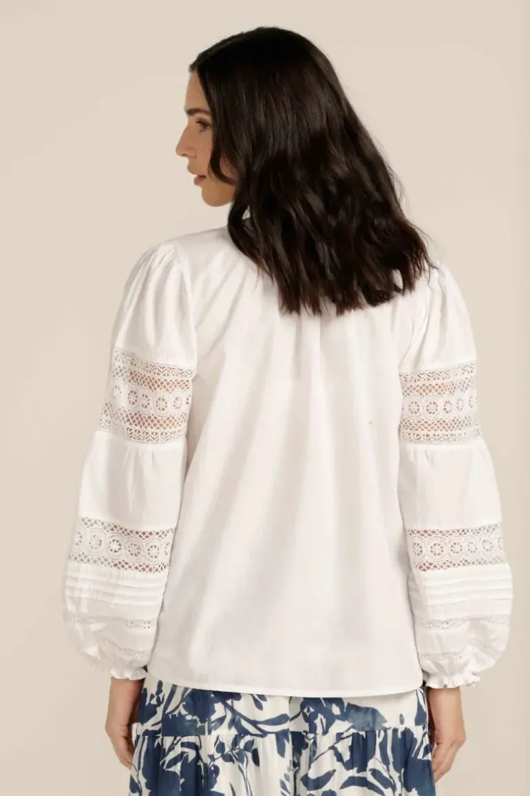 Goondiwindi Cotton Lace Trim Shirt In White