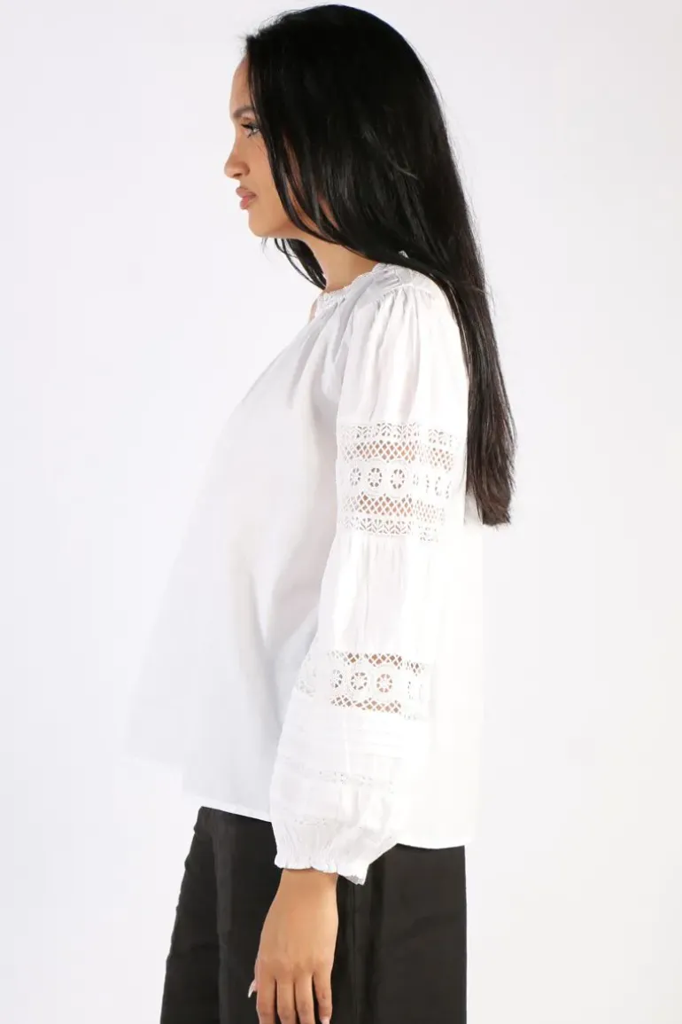 Goondiwindi Cotton Lace Trim Shirt In White