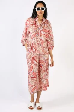 Goondiwindi Cotton Paisley Shirt In Raspberry