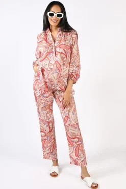 Goondiwindi Cotton Paisley Pant In Raspberry