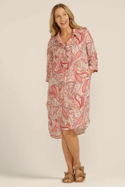 Goondiwindi Cotton Shirtmaker Dress In Raspberry