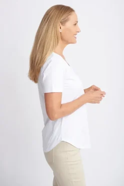 Goondiwindi Cotton Slub V Neck Tee In White
