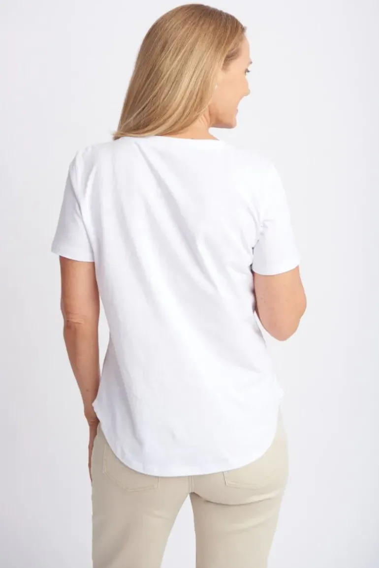Goondiwindi Cotton Slub V Neck Tee In White