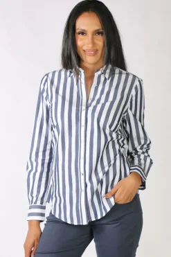 Goondiwindi Cotton Striped Shirt In Navy