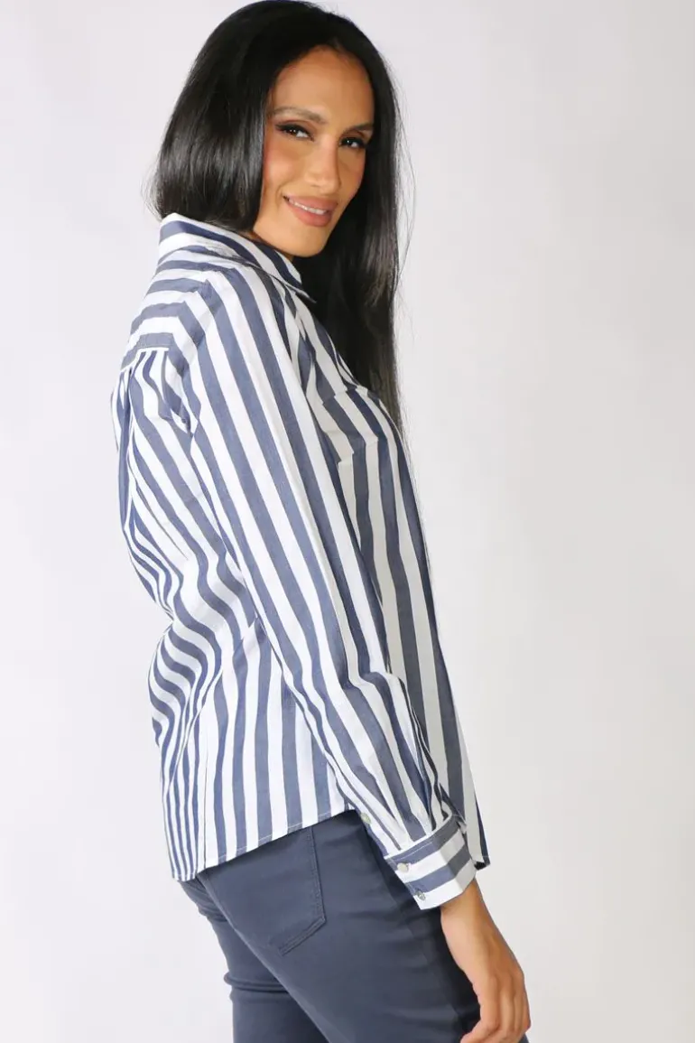 Goondiwindi Cotton Striped Shirt In Navy