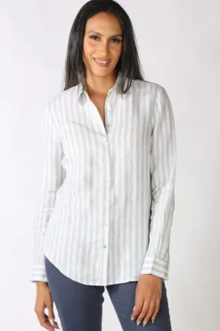 Goondiwindi Cotton Striped Shirt In Sage