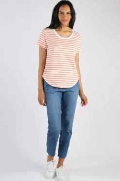 Goondiwindi Cotton Stripe Tee In Orange
