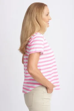 Goondiwindi Cotton Stripe Tee In Pink