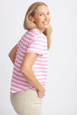 Goondiwindi Cotton Stripe Tee In Pink