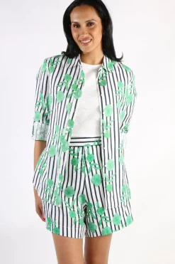 Goondiwindi Linen Shirt In Green Aquador Print