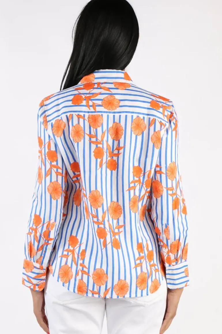 Goondiwindi Linen Shirt In Orange Aquador Print